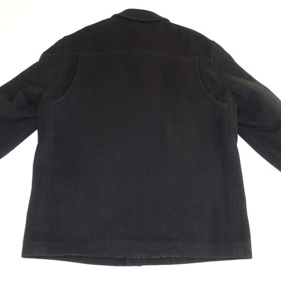 London Fog Men's Overcoat Large Black Wool Blend Winter Coat Button Front L - Picture 5 of 8